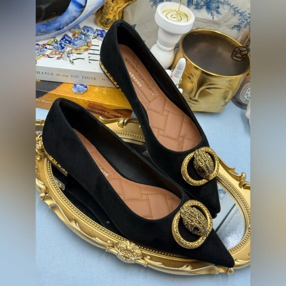 🆕 KURT GEIGER LONDON 🧿 NWOB Chelsea Point Black Suede Ballet Flat, Sz 39 US8.5 - Picture 7 of 14